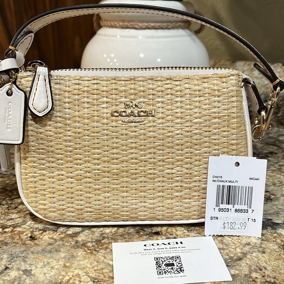 COACH NWT STRAW & LEATHER NOLITA 15 BAG in CHALK - Picture 2 of 7